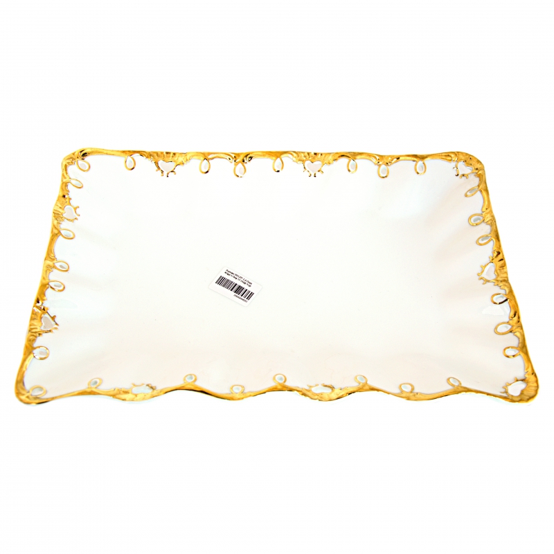 Ափսե Մատուցման HELEN LA Ուղղ Փոքր 4 Ոտք 12 Ոսկի Եզր 2